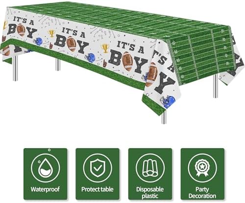 Football Baby Shower Tablecloth Set - 3Pack 86x55in
