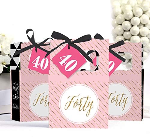 Chic 40th Birthday Favor Boxes Set of 12
