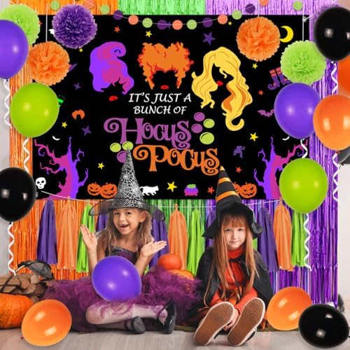 Hocus Pocus Halloween Balloons and Backdrop Decorations