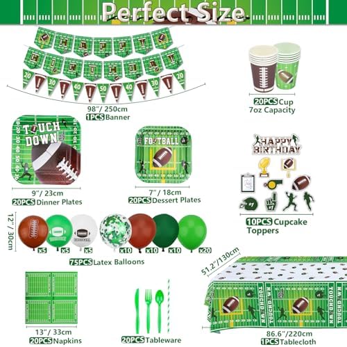 243 Pack Football Party Supplies for 20 Guests