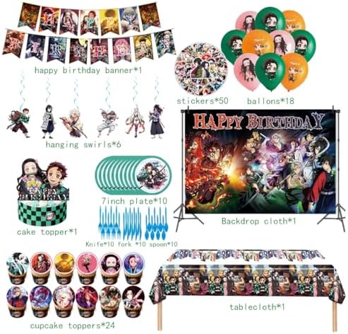Demon Themed Birthday Party Supplies 132Pcs Set