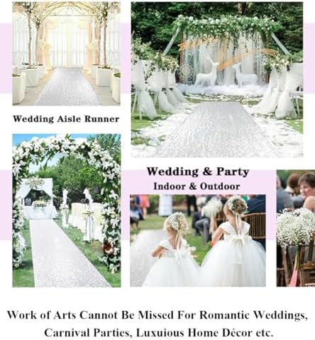 Partisout Sequin Aisle Runner 2FTx15FT Shimmering Silver