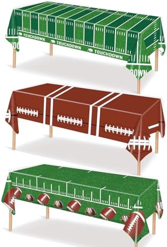 3 Pack Football Themed Tablecloths for Birthday Parties