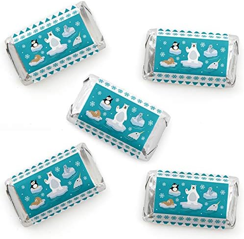 Big Dot of Happiness Arctic Polar Animals Mini Candy Wrappers 40 Count
