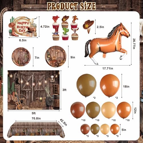 Western Cowboy Birthday Party Decor Supplies Set