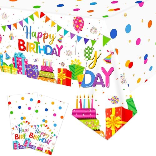 CL Cooper Life Happy Birthday Tablecloths 2Pcs Rainbow Decorations