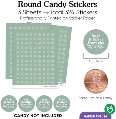 Big Dot of Happiness Sage Green Candy Stickers - 324 Count