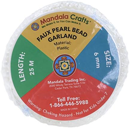 Mandala Crafts 6mm Faux White Pearl Beads Roll 27 Yards