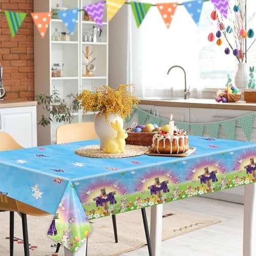 HOWAF 3pcs He is Risen Easter Tablecloth for Spring Celebration