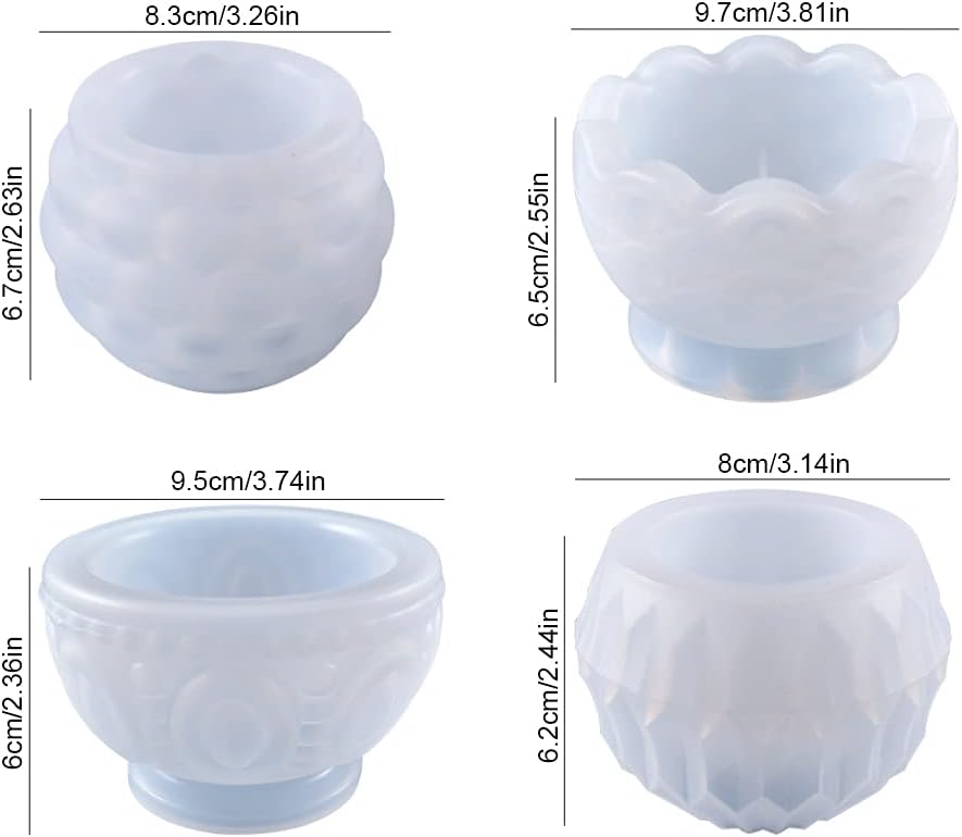 4PCS Resin Candle Holder Molds for DIY Jewelry Boxes