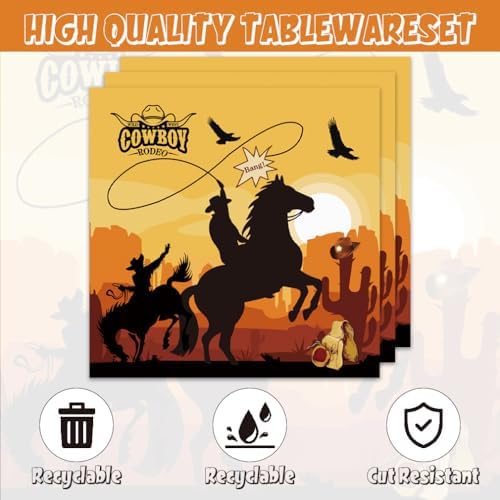 West Cowboy Party Plates Napkins 40 PCS