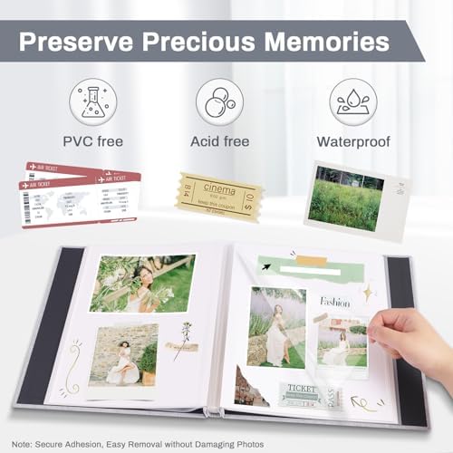 Large Photo Album Self Adhesive 40 Pages Grey 11x106