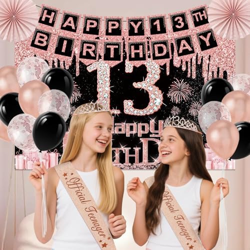 13th Birthday Decorations for Girls 32PCS Party Kit