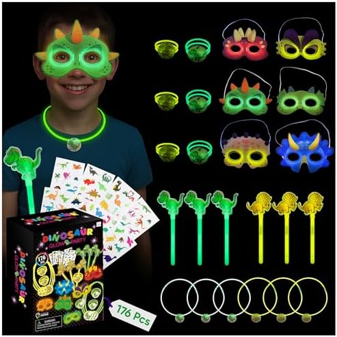 Dinosaur Glow Party Pack 176PCS Dino-Themed Party Favors