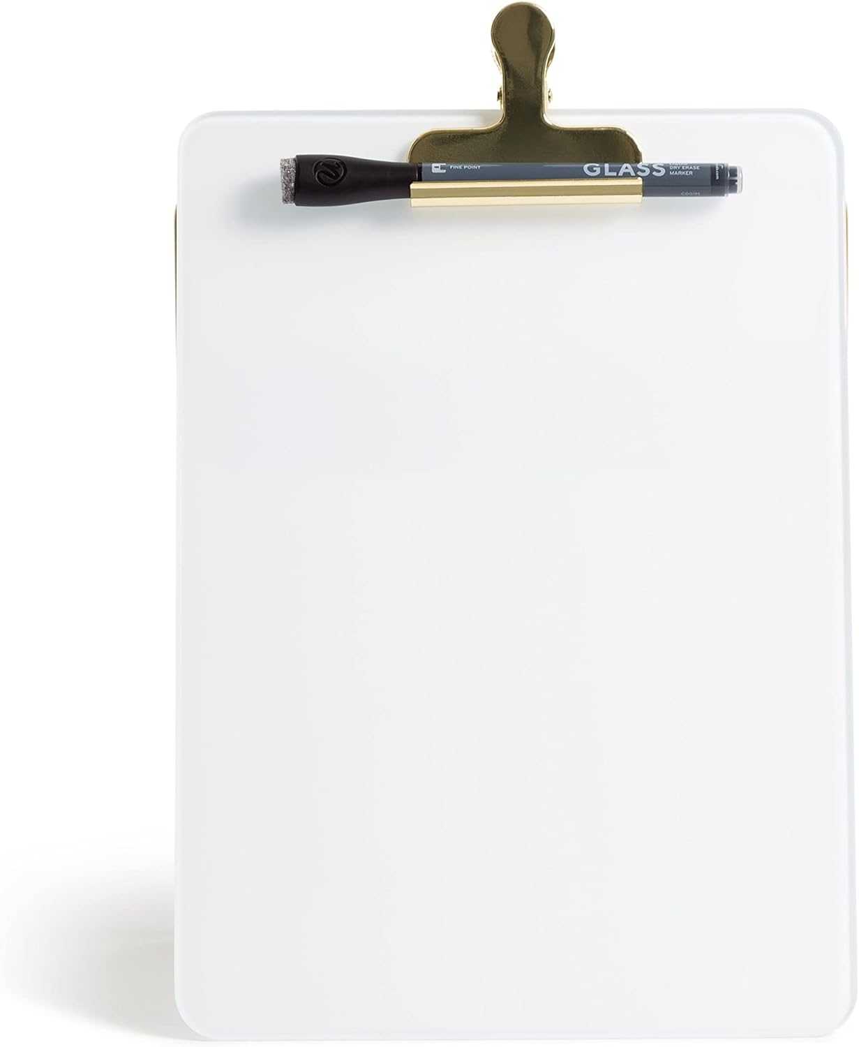 U Brands Dry-Erase Glass Easel with Gold Stand and Clip