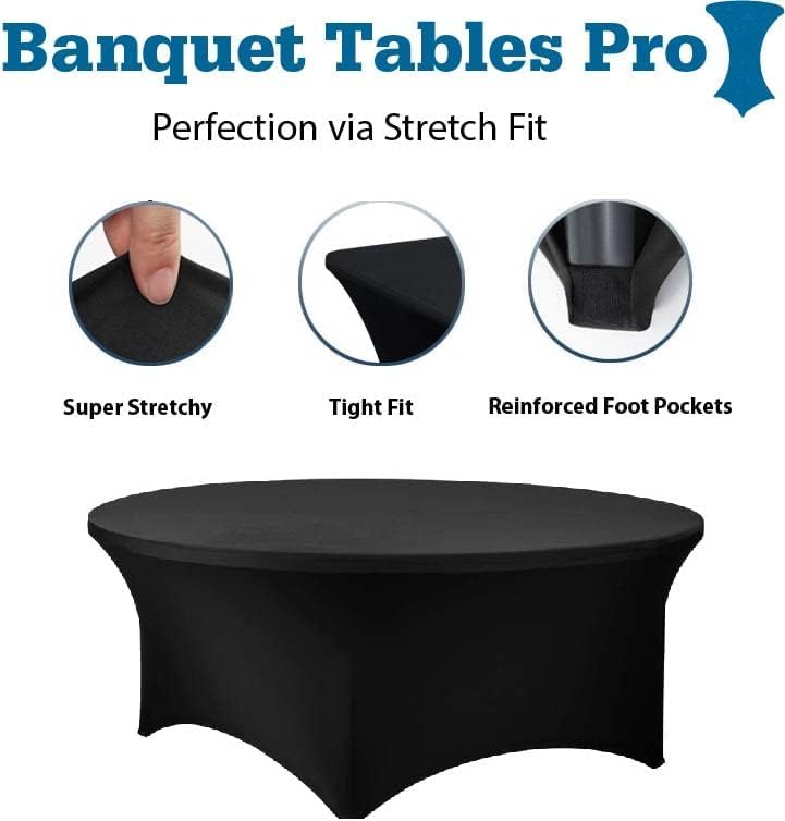Black 60 Inch Round Stretch Spandex Tablecover