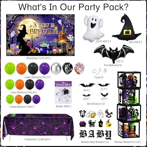 Halloween Baby Shower Decorations Kit with Arch and Balloons