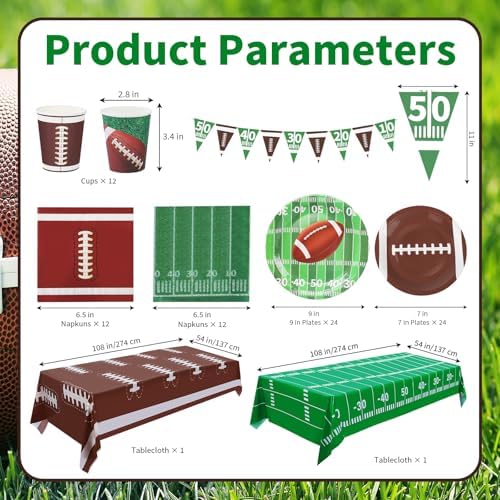 99 Pcs Football Party Supplies Kit for 24 Guests