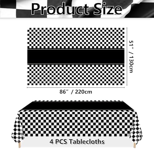 4 Pcs Racing Car Tablecloths for Birthday Party Decorations