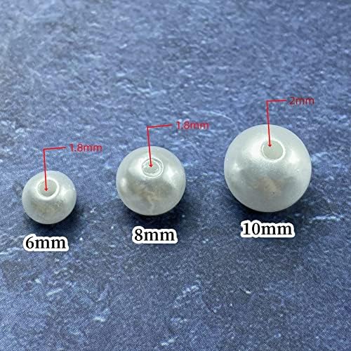 Pearl Beads 800 Pcs 6mm Round Spacer Beads for Jewelry DIY Crafting