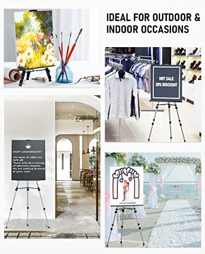 Nicpro 2 Pack Silver Adjustable Art Easel with Bag
