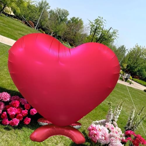 NiuN Large Heart Foil Balloon Set 2pcs 66inch Red Heart Balloons