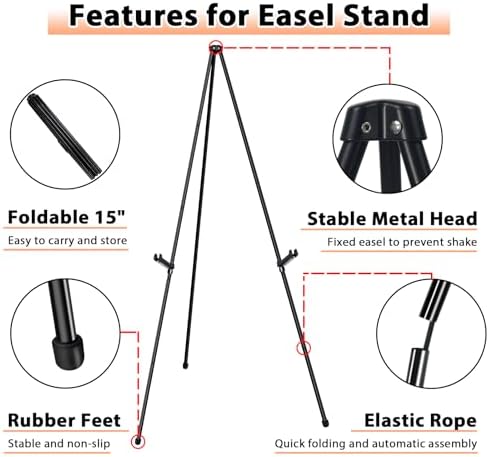 Instant Display Easel Stand - 63 Collapsible Portable Artist Floor Easel
