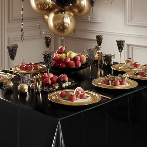 6pcs Black Foil Tablecloth 54x72inch Party Decoration