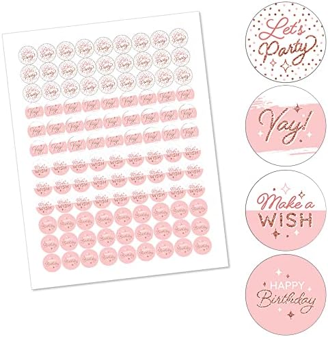 Pink Rose Gold Birthday Candy Sticker Favors 108 per Sheet
