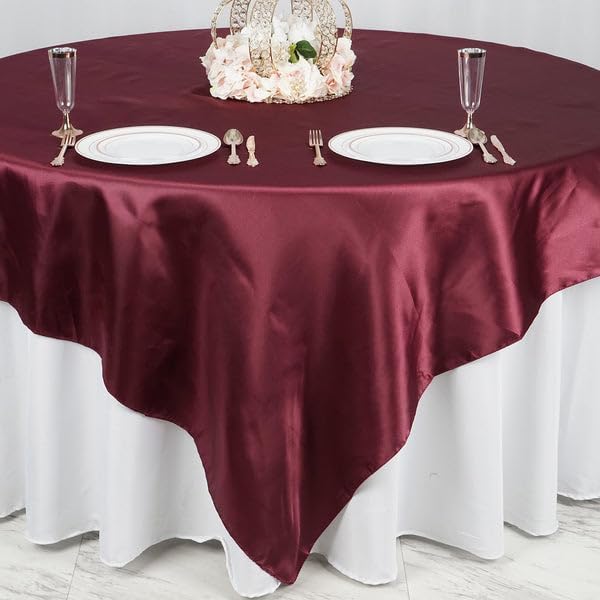 Balsa Circle 10pcs 90x90-Inch Burgundy Satin Table Overlays