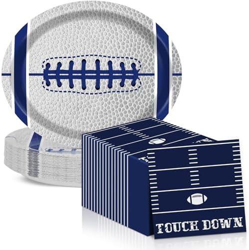 Football Oval Paper Plates 11inch for 25 Guests