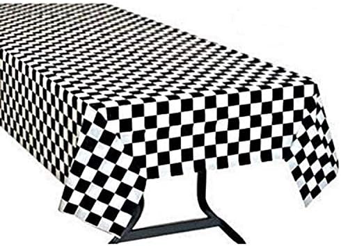 Oojami Pack of 6 Black White Checkered Table Cover