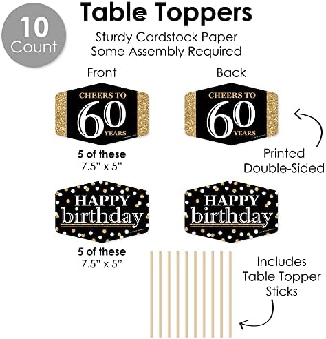 Big Dot of Happiness 60th Birthday Gold Decor Kit