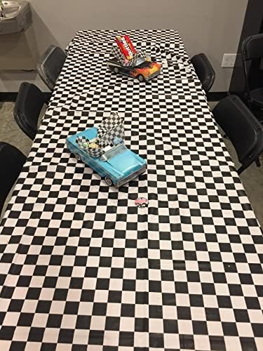 Oojami Pack of 6 Black White Checkered Table Cover