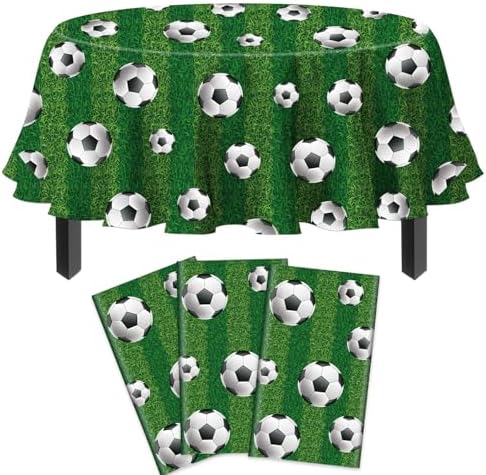3 Pack Soccer Themed Table Covers 84x84 Inch