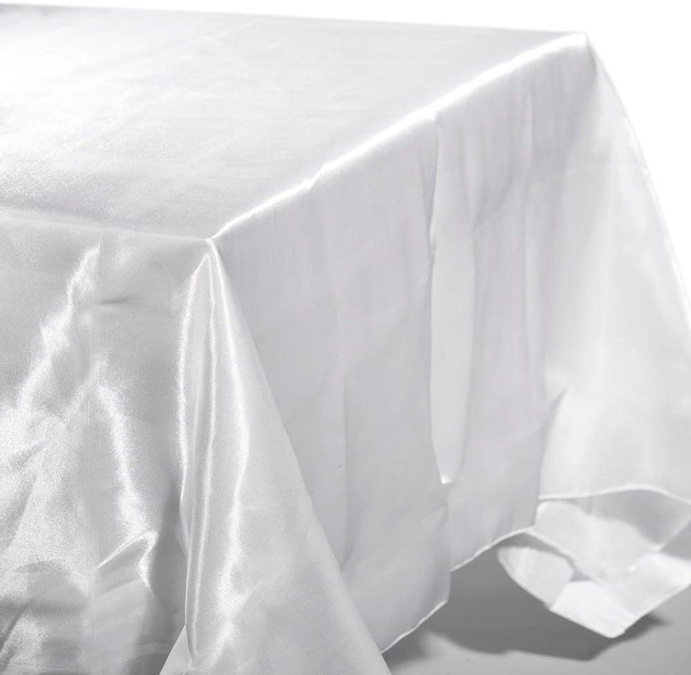 Andersons White Satin Square Table Cover 72 Inches Wedding Tablecloths