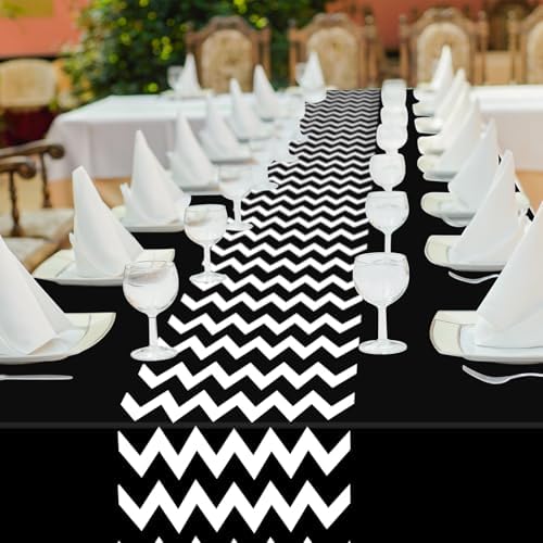 Irenare 3 Pcs Black and White Tablecloth for Events