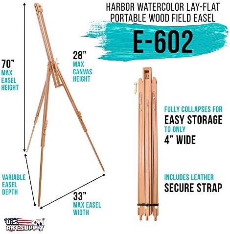 US Art Supply Harbor 72 Adjustable Wood Artist Easel Stand