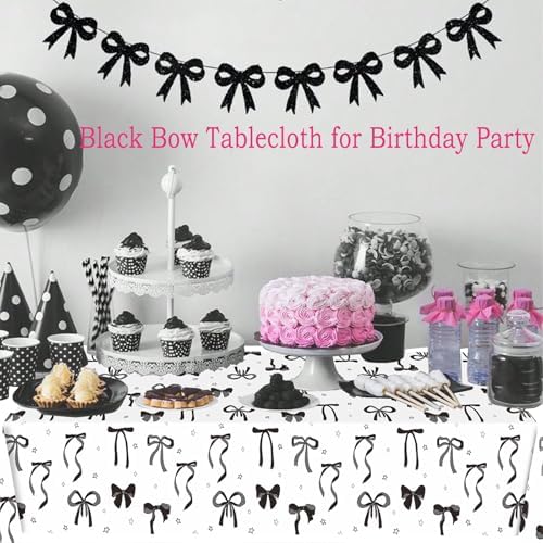 3Pcs Pink Bow Tablecloths for Birthday Parties