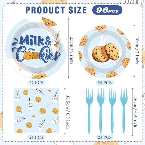 Milk Cookies Party Supplies 96 Pcs Birthday Decor Set