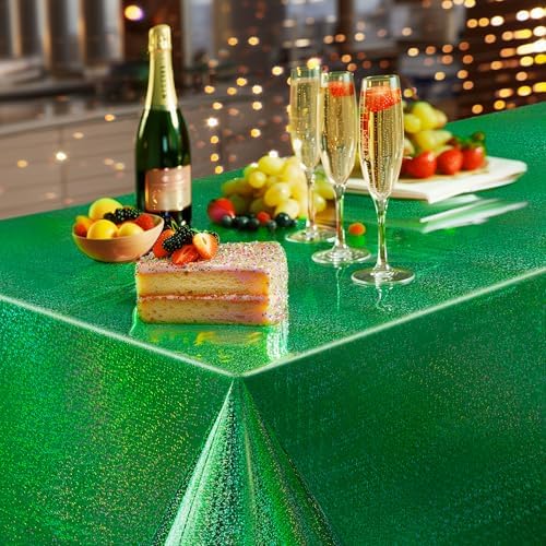 Just Shimmer 2 Pcs Dark Green Holographic Foil Tablecloths