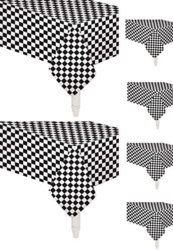 Oojami Pack of 6 Black White Checkered Table Cover