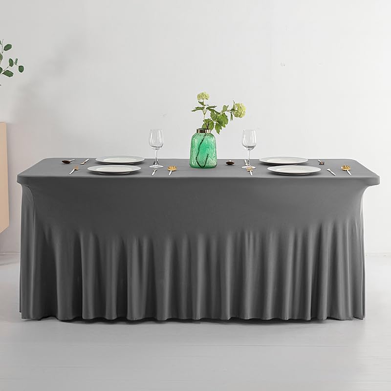 Fitted Polyester Table Skirt for 4ft Tables Gray