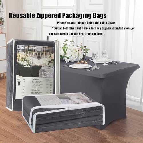 6FT Spandex Stretch Table Cover - Gray Universal Fit for Events and Parties