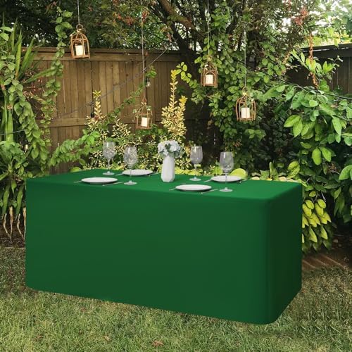 4 Pack Green Fitted Tablecloths for 6 Foot Tables