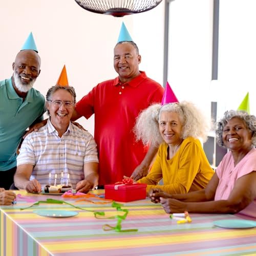 Oudain 12 Pcs Pastel Rainbow Tablecloths for Summer Parties