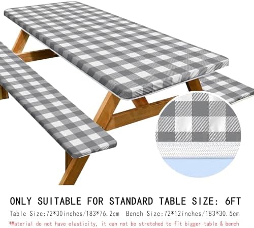 Irisbell 3PCS Picnic Table Cover Set with Bench Covers
