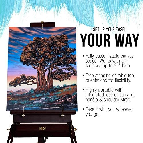US Art Supply Large Black Cherry French Easel with Drawer and Palette