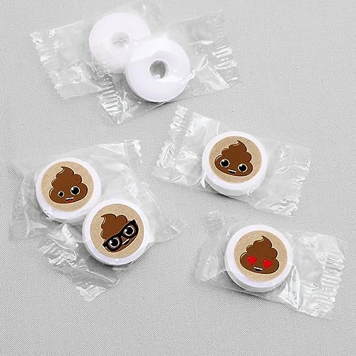Poop Emoji Party Round Candy Sticker Favors 1 Sheet of 108