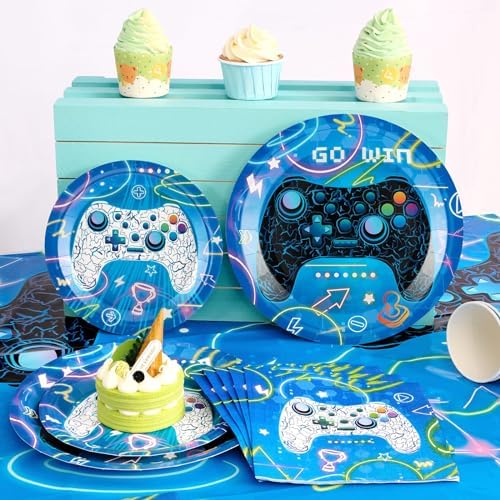 WERNNSAI Gamer Party Supplies Set - 88 PCS for 16 Guests